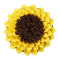 Yellow sunflower-shaped dog snuffle mat for slow feeding and nosework training