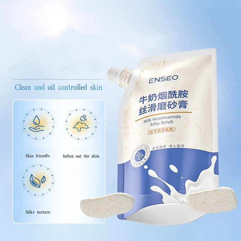 Milk nicotinamide facial scrub 250ml exfoliating cleanser for chicken skin and nourishing cleansing