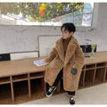 Teddy fleece quilted long cotton coat, mid-length beltless single-breasted, Black And Gray Coffee Pink, height 95to100cm to 120to130cm