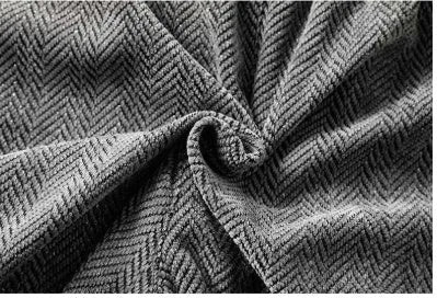 Light grey straight-leg fleece-lined trousers with an elastic waistband on a hanger.
