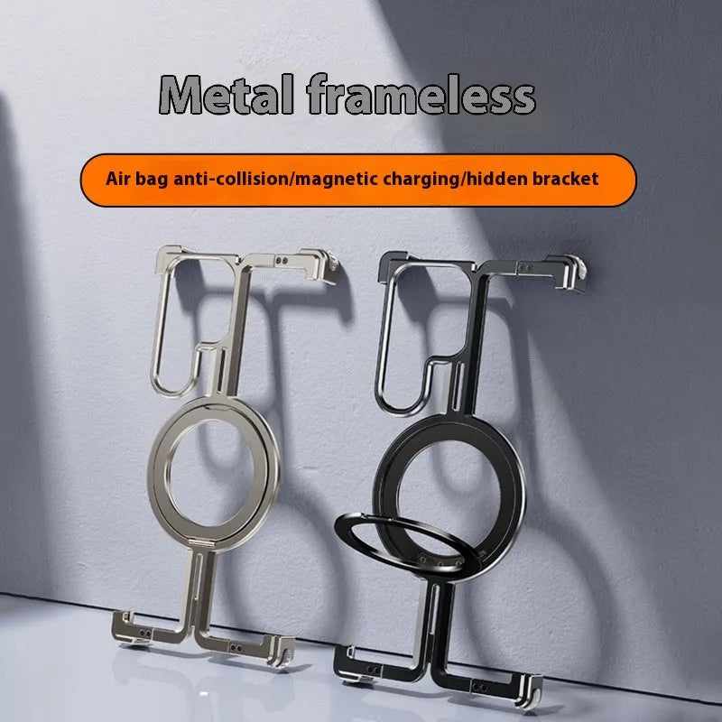 Metal drop-resistant frameless magnetic bracket for Samsung S24 series in black
