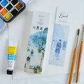 Student creative art bookmark set with 30 sheets on white cardboard showing art designs