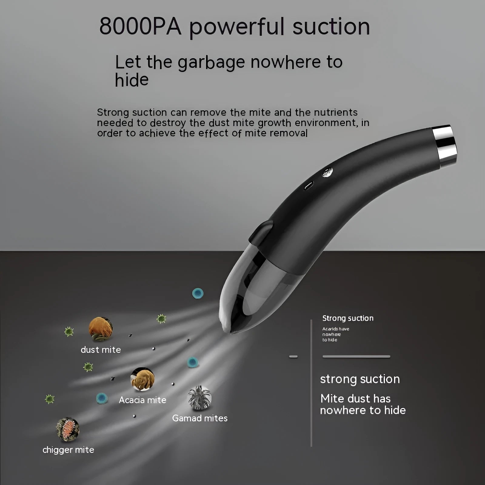 Handheld wireless car vacuum cleaner in black colour on a car seat