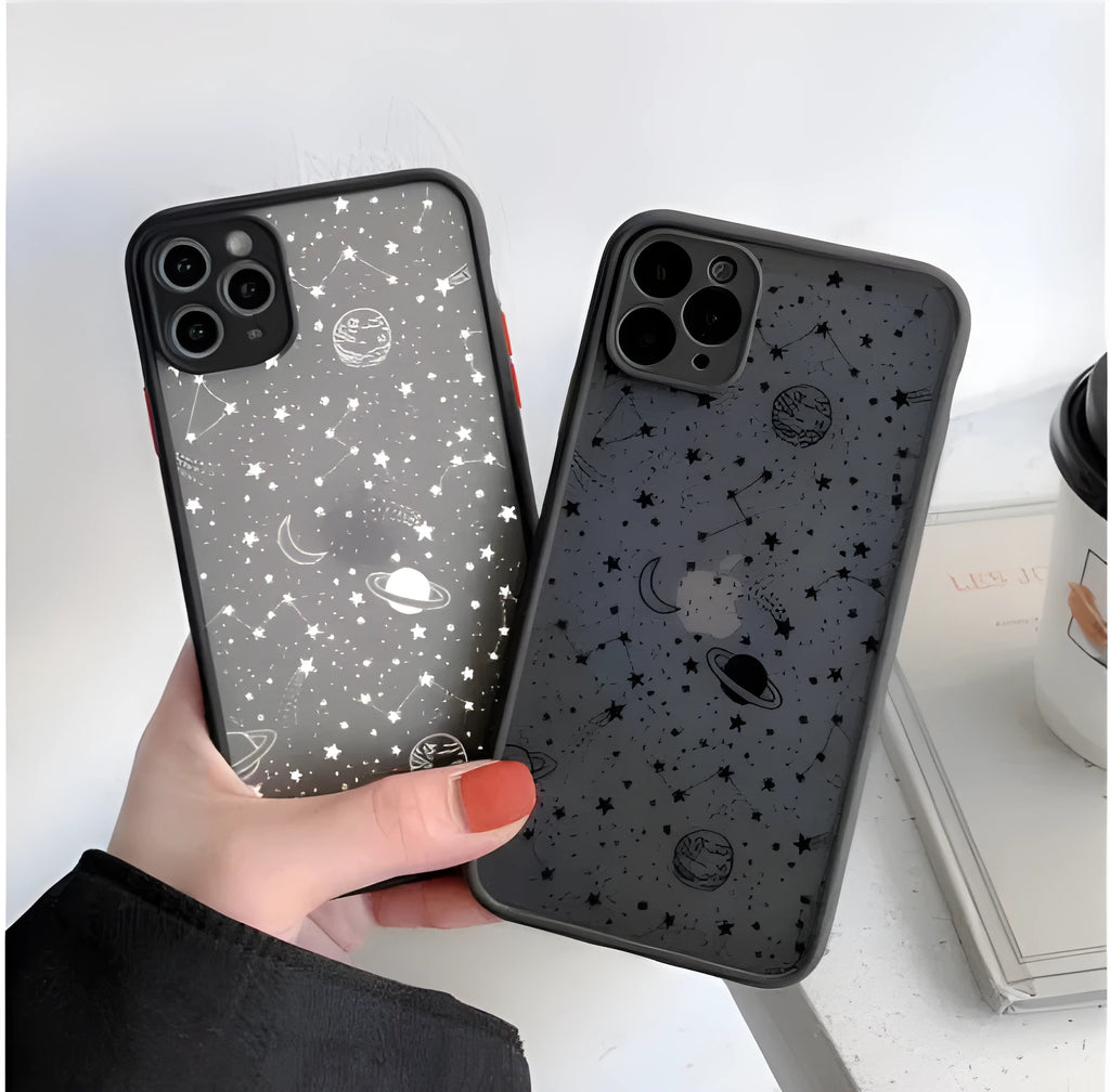 Star universe patterned iPhone case with shock absorption protection for multiple iPhone models