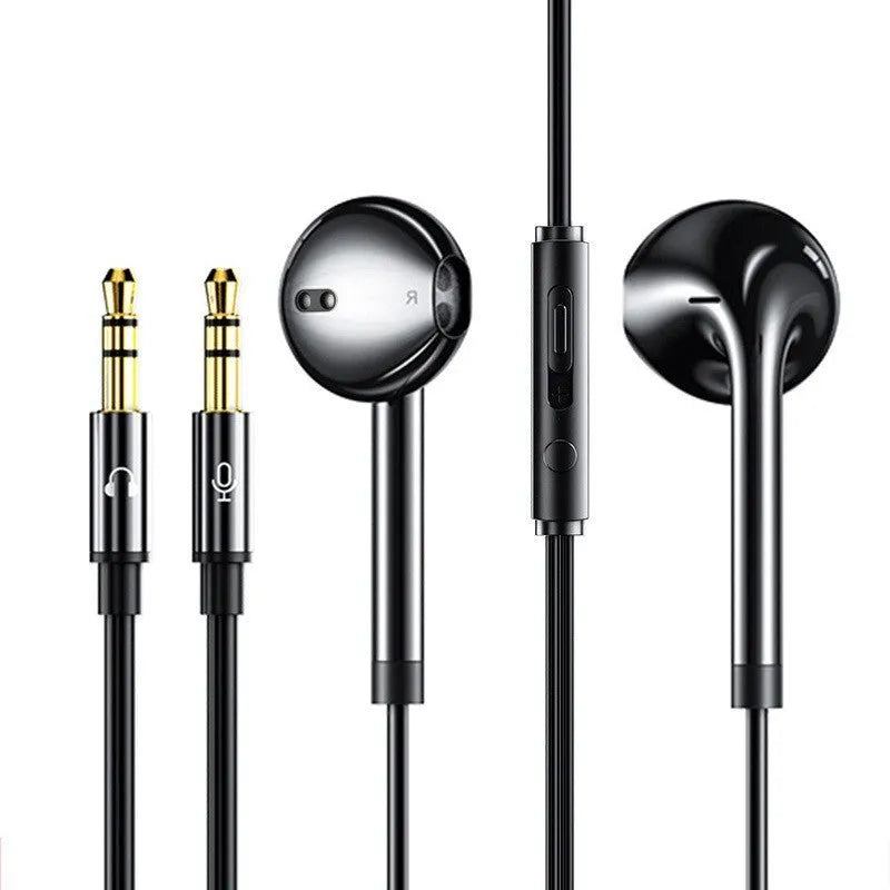Black wired internet hot anchor headphones with 3-metre long cable and microphone