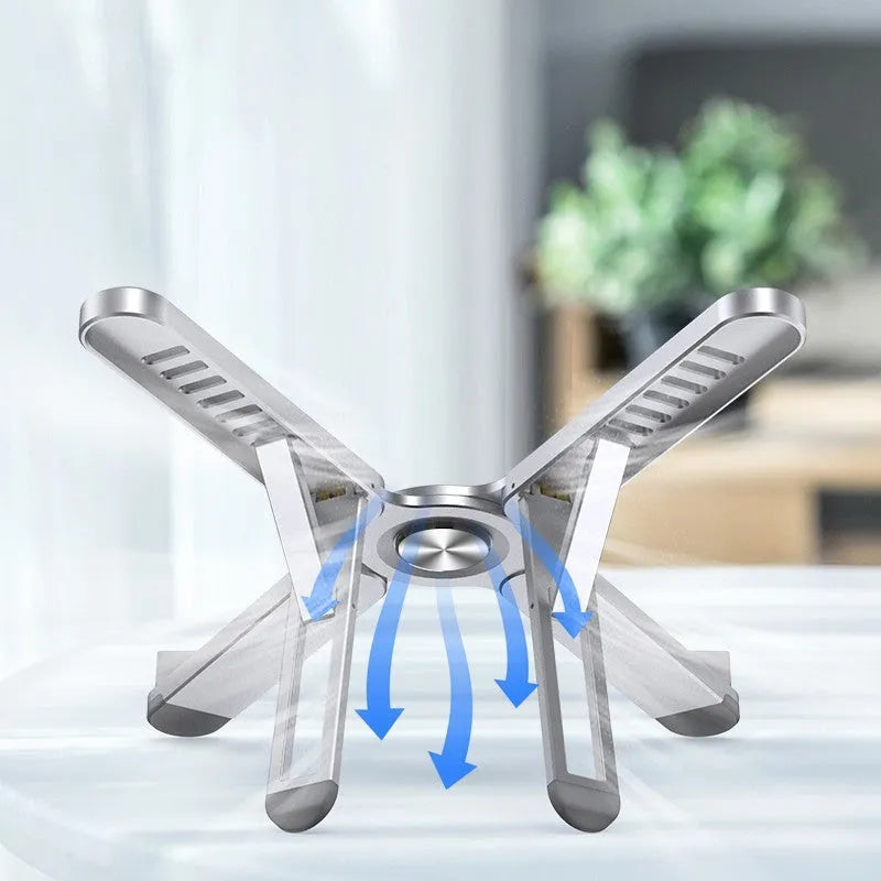 Foldable laptop bracket with aluminum alloy base plate, 280x23.5x46.5mm, in silver or black