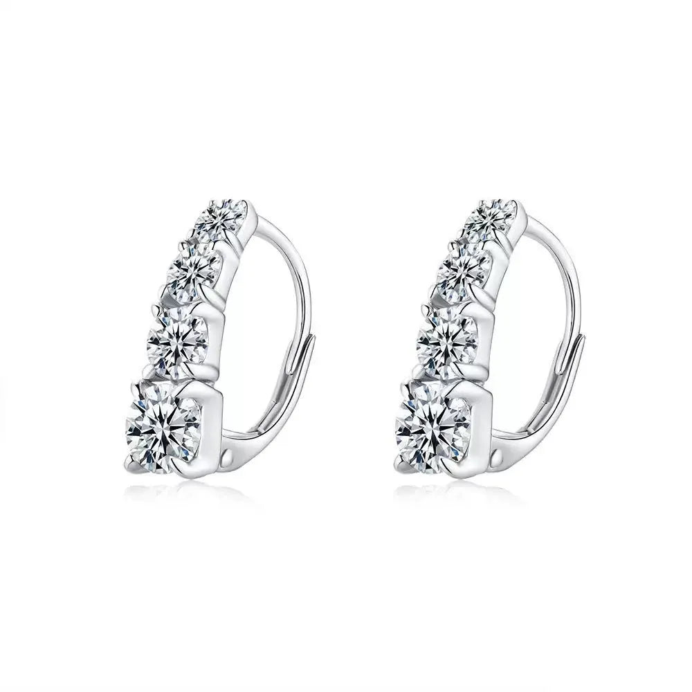 925 silver zircon ear studs in geometric and heart shapes, yellow and white gold electroplated finish for women