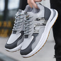 Plus size men's mesh sports casual shoes with leather toe holder and plastic soles