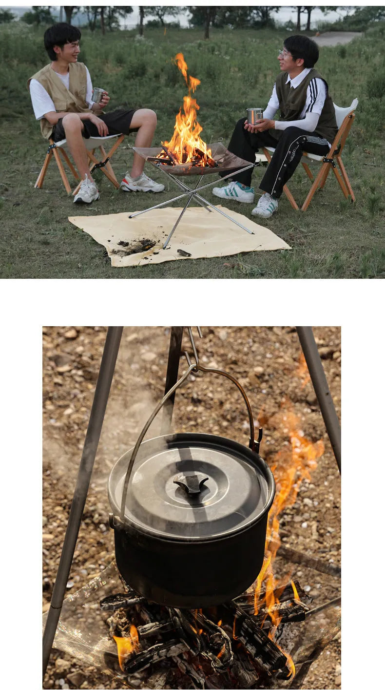 Silver stainless steel barbecue grill with cooking grate, shown in medium and large size options.