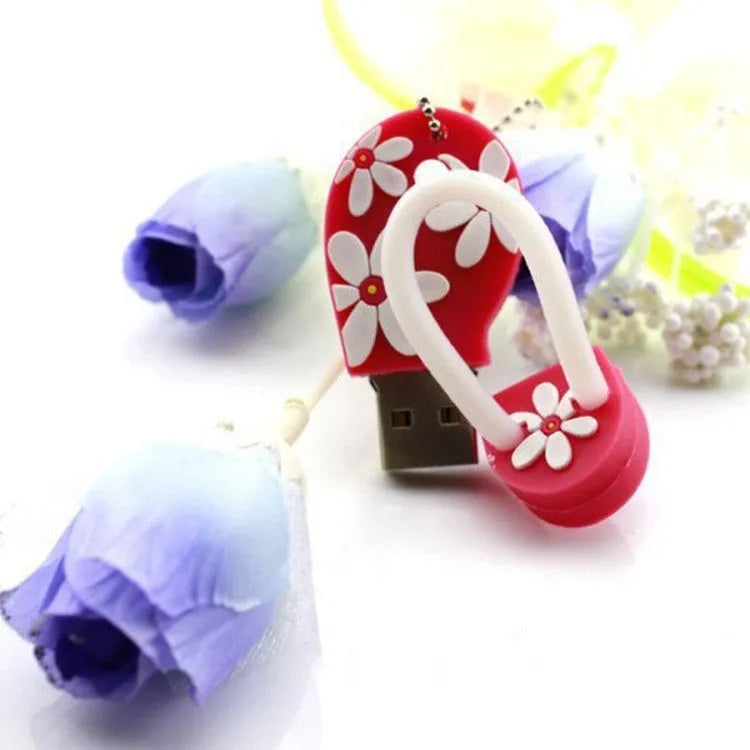 Cartoon creative beach shoe USB flash drive in silicone case, available in multiple colours and capacities