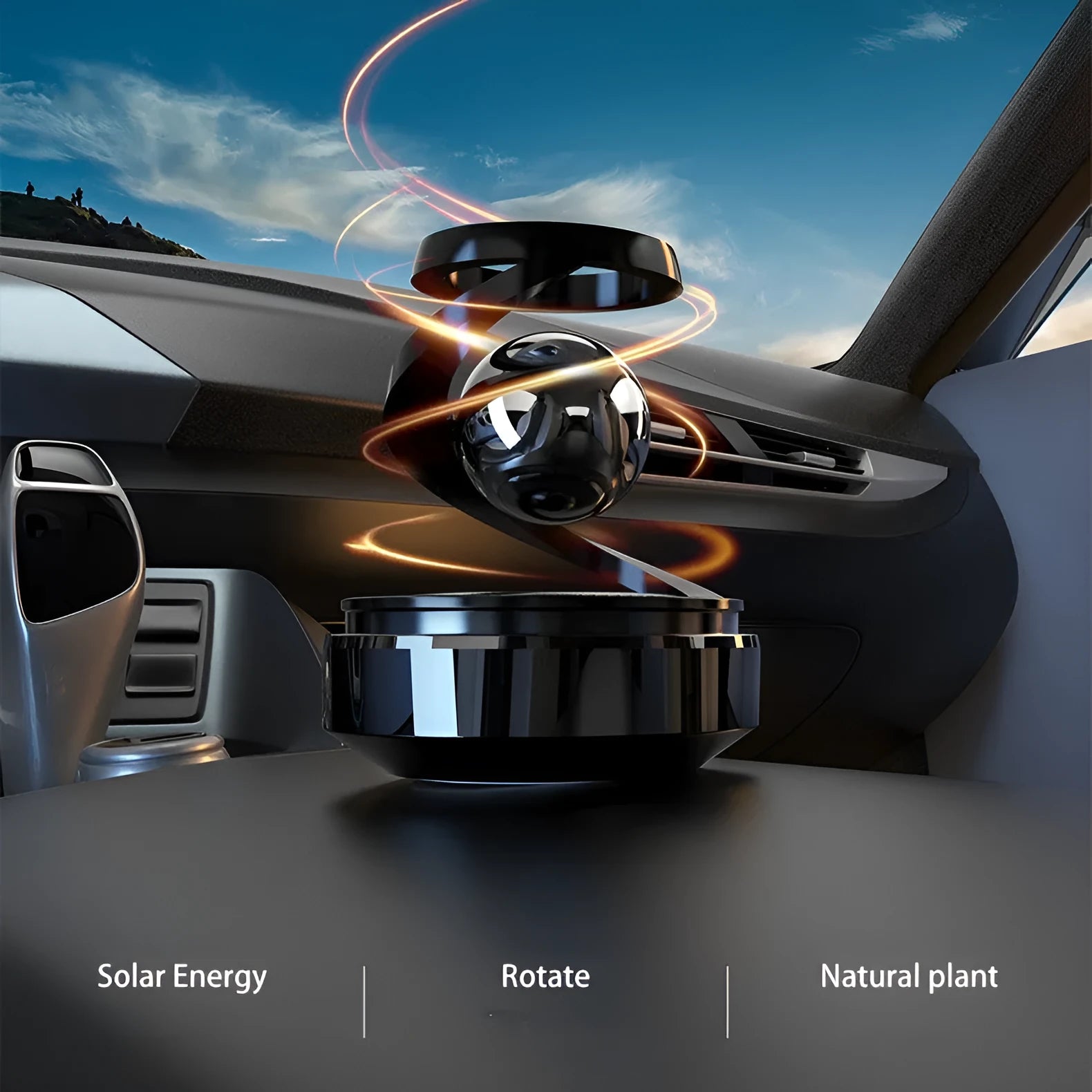 Solar-powered car aromatherapy perfume unit with fragrance liquid for vehicle odour removal