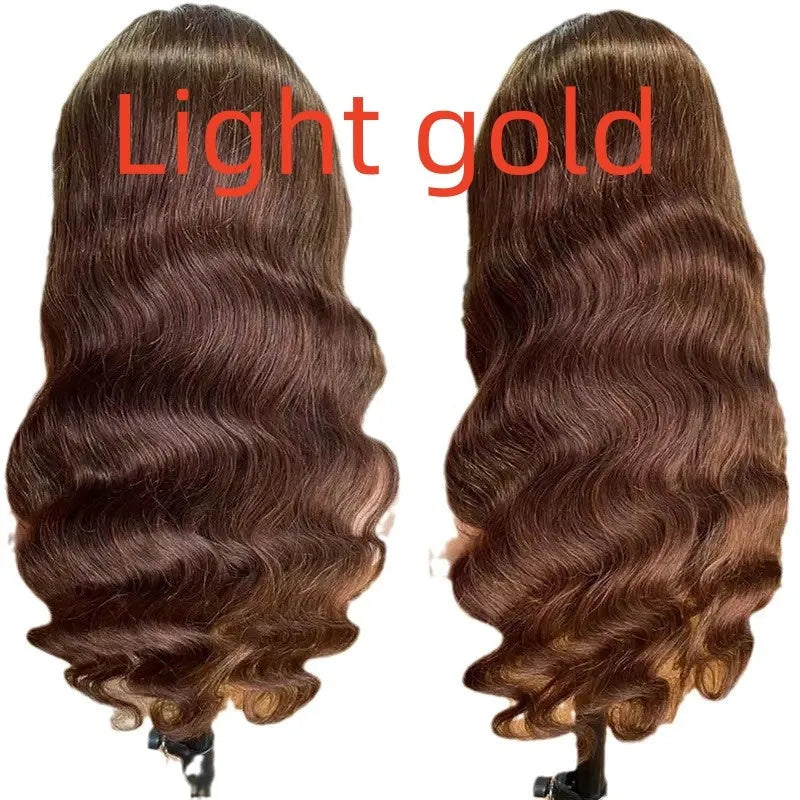 Brown big wave fake long curly wig with side bangs made from high temperature fibre