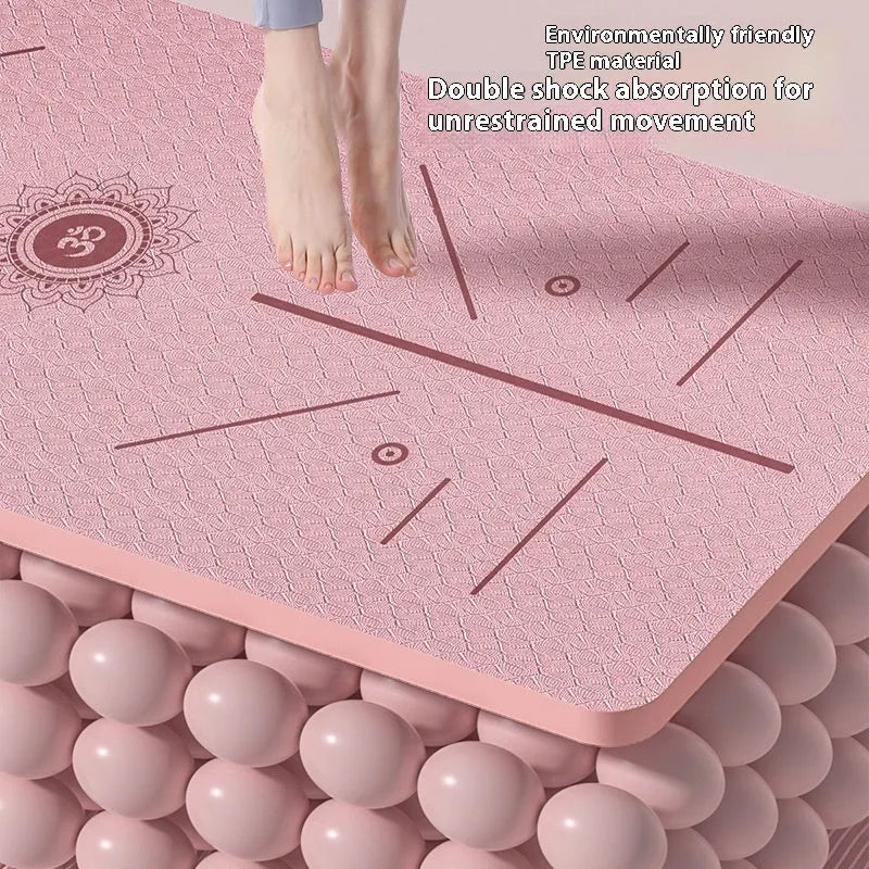 TPE fitness training mat in mint green, showing its 190cm length and 70cm width on a floor.