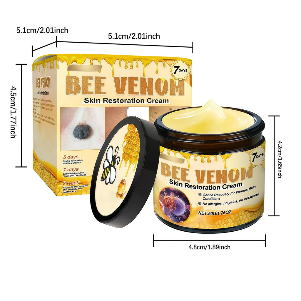 Youtian Mole Cleansing Skincare Body Cream 50g jar with bee venom and mint leaves on neutral background