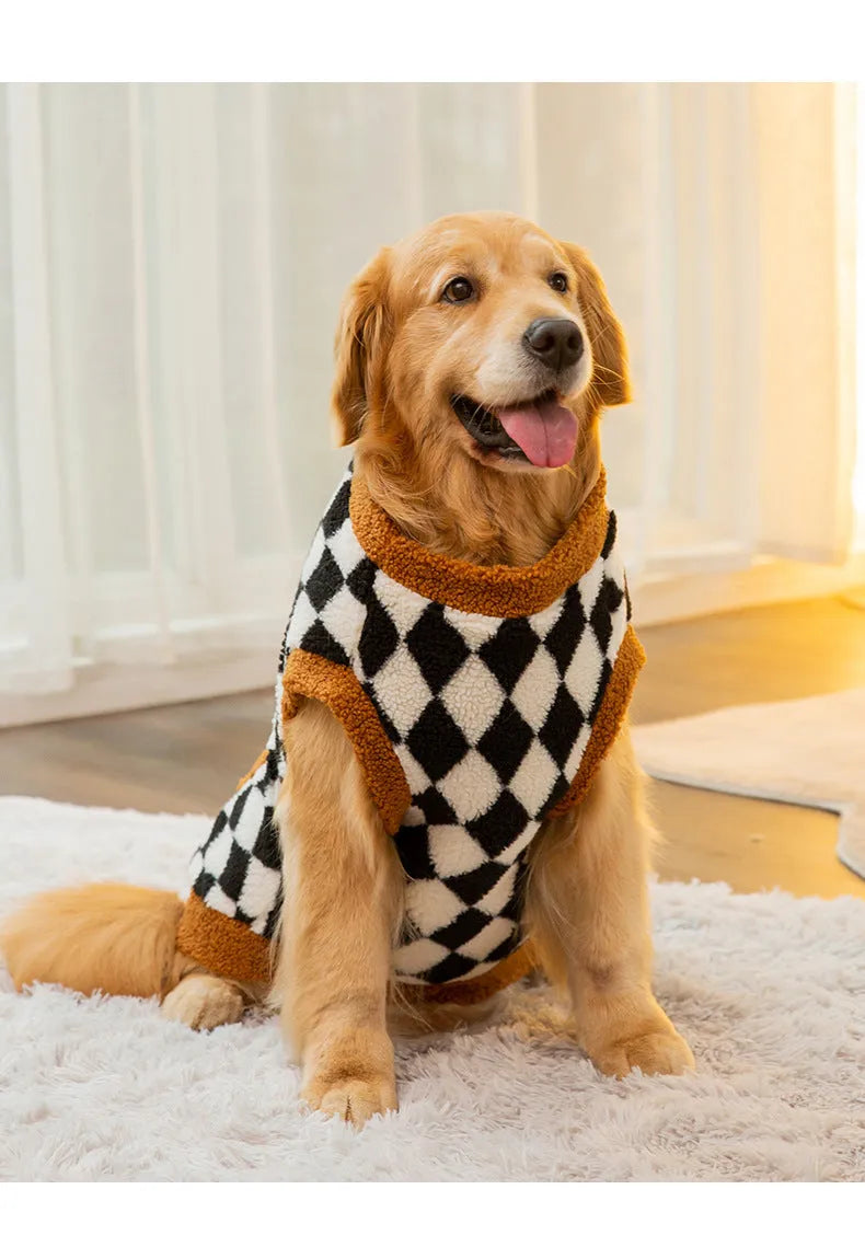 Black dog fluffy jacket vest cotton-padded lambswool pet clothing autumn winter multiple sizes