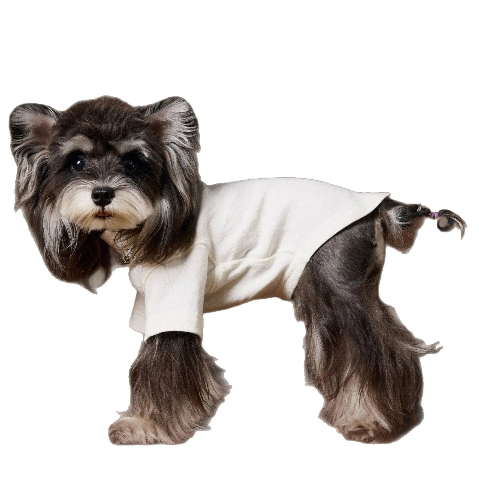 Teddy Schnauzer Bear style solid colour bottom shirt two leg necklace inner coat for dogs in white black and gray