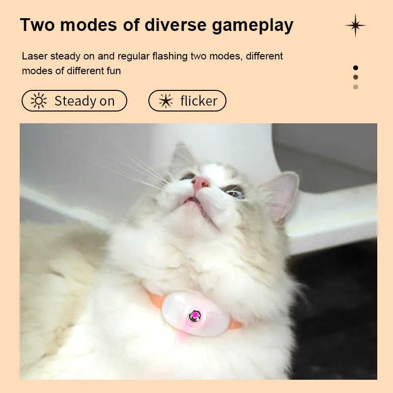 Green interactive laser cat collar with USB charging port and adjustable buckle