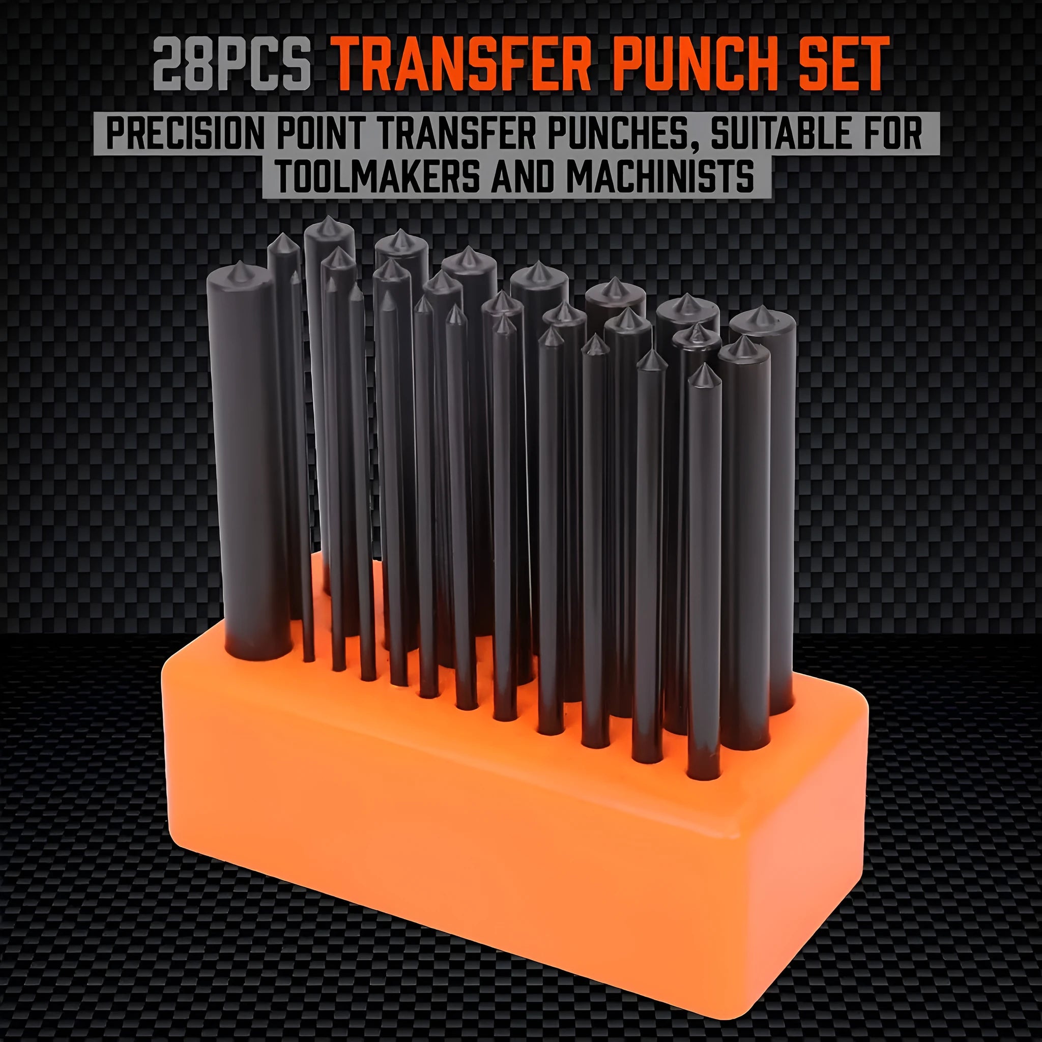 Orange punch needle set with metal punch head mould for textile craft projects