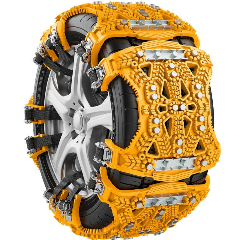 Universal nonskid chain set with armoured steel plates for car and SUV winter driving