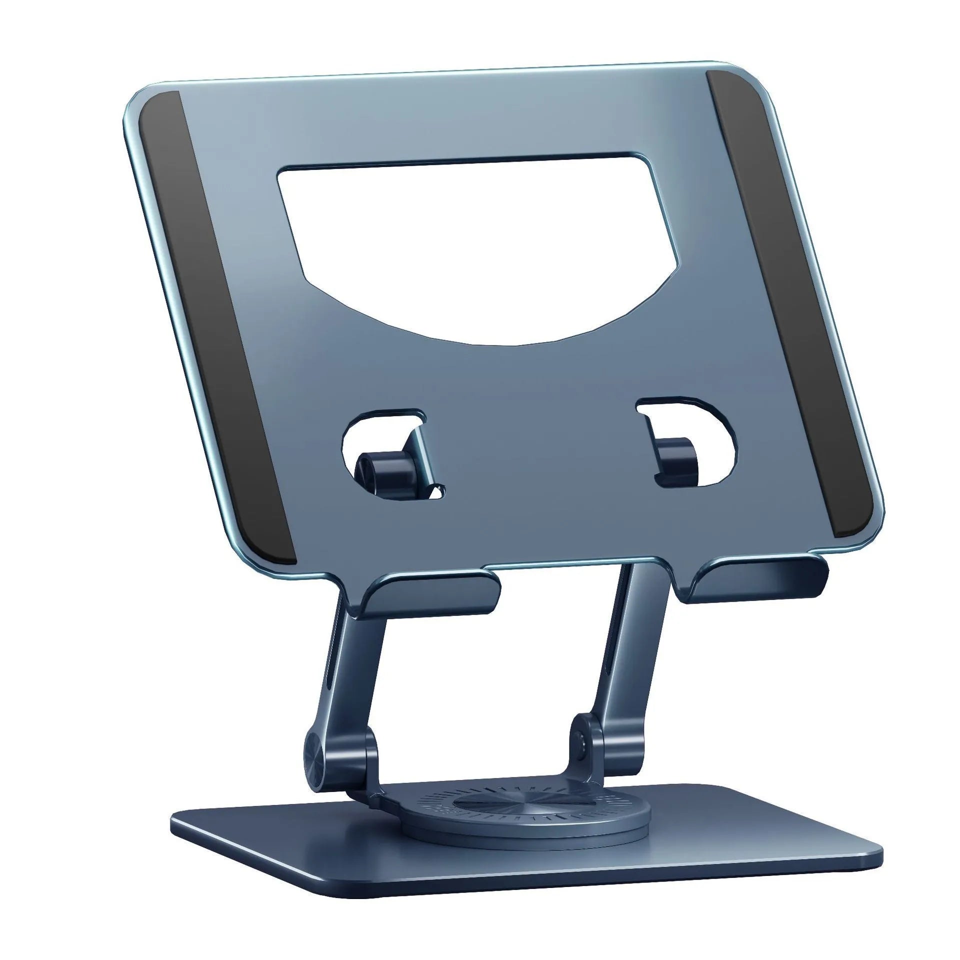 Desktop adjustable wireless charging stand with rotary arm in silver, alloy construction