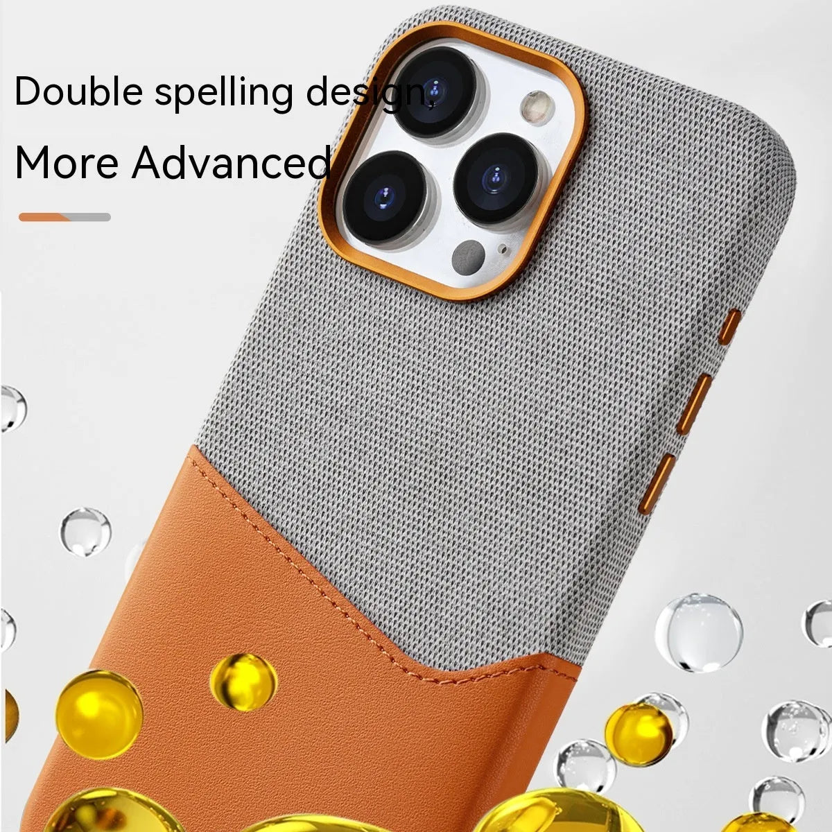 Imitation leather phone case with magnetic card slot, available in black, brown, pink and orange for iPhone 12-15 series.