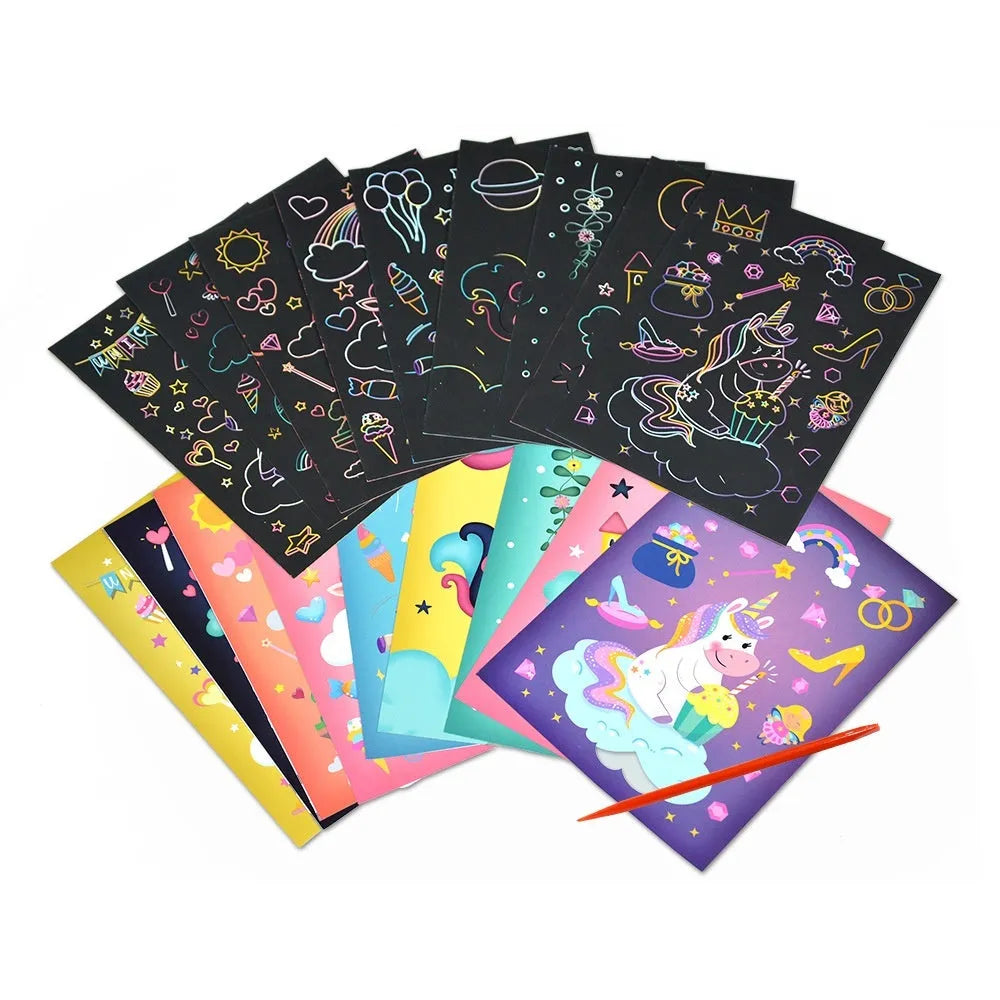 A5 DIY scraping painting paper kit, 140x190mm 81g, with themed suit and 19 design options