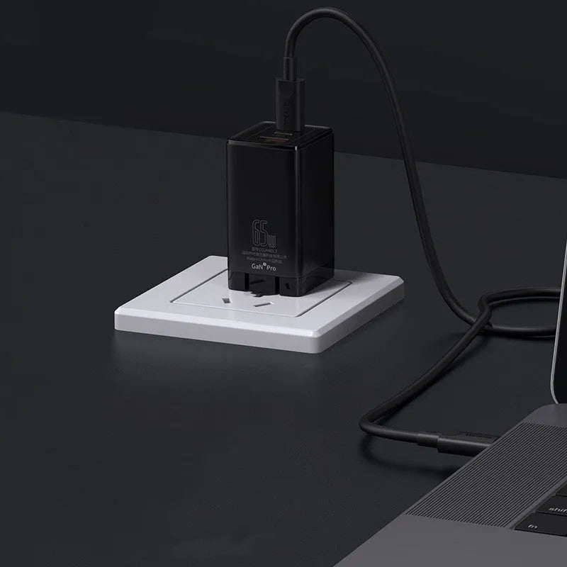 White dual-port USB car charger adapter with USB-A and USB-C ports