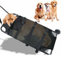Black aluminium alloy foldable pet stretcher for large dog emergency transport.