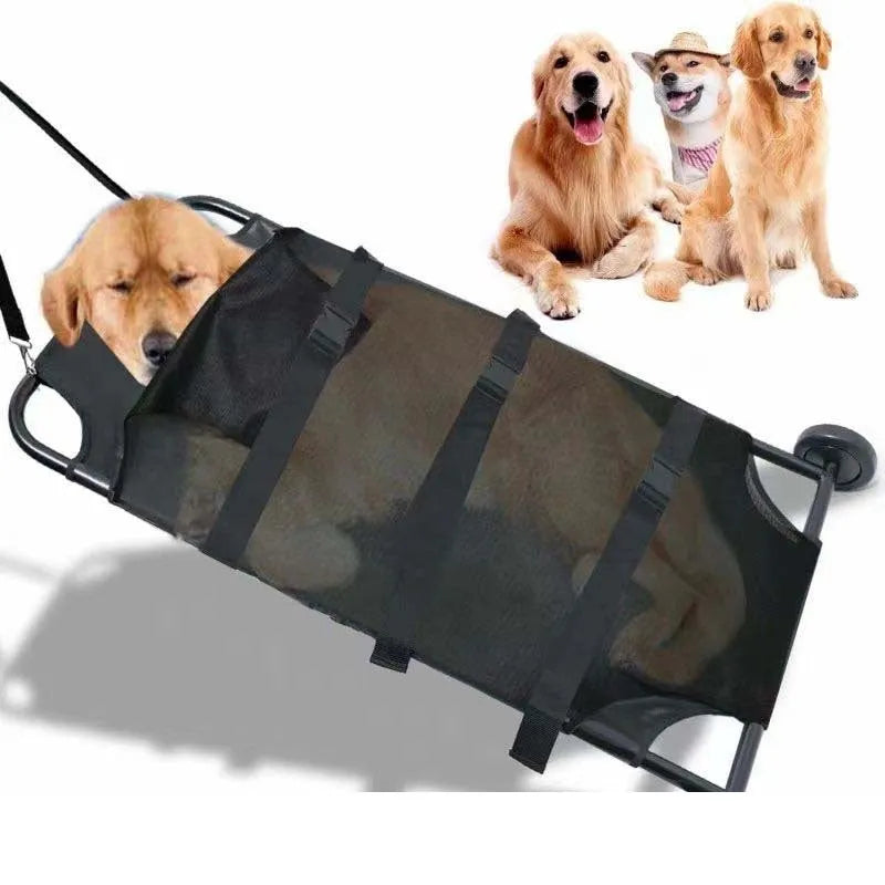 Black aluminium alloy foldable pet stretcher large size for emergency dog transport