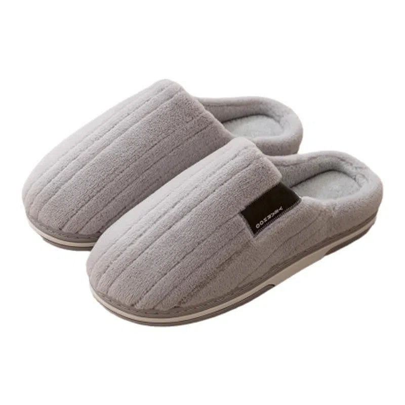 Men's cotton winter anti-slip slippers with suede upper and TPR sole