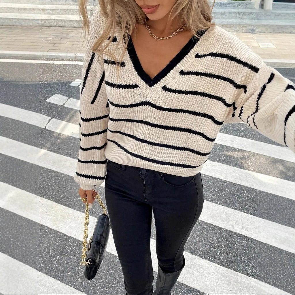 Plus size women's loose fit striped pullover top in apricot, belly covering casual wear