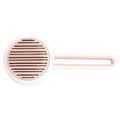 Blue automatic pet grooming comb with round brush head and ergonomic handle