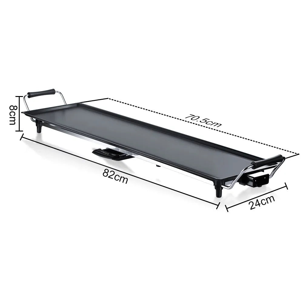 Square home multi-function electric grill pan with non-stick surface and iron construction, EU plug