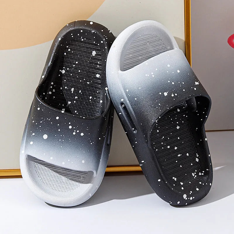 Children's gradient colour PVC summer slippers with non-slip soles in blue, yellow, green, orange, or pink