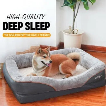 Grey two-colour four-side sofa dog bed with soft cloth fabric in L and XL sizes