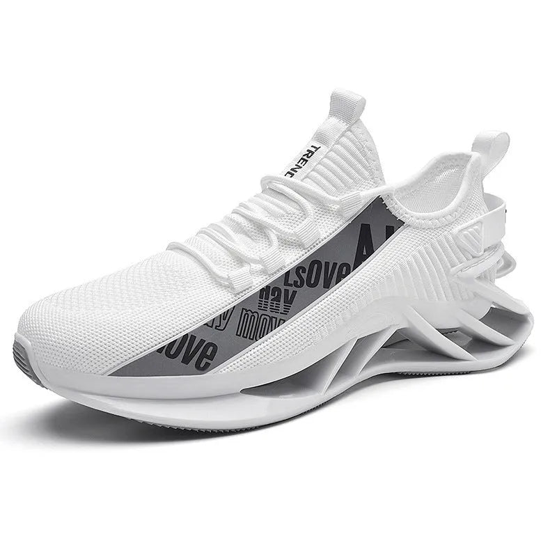 Men's casual mesh shoes with embroidery detail in solid colour options