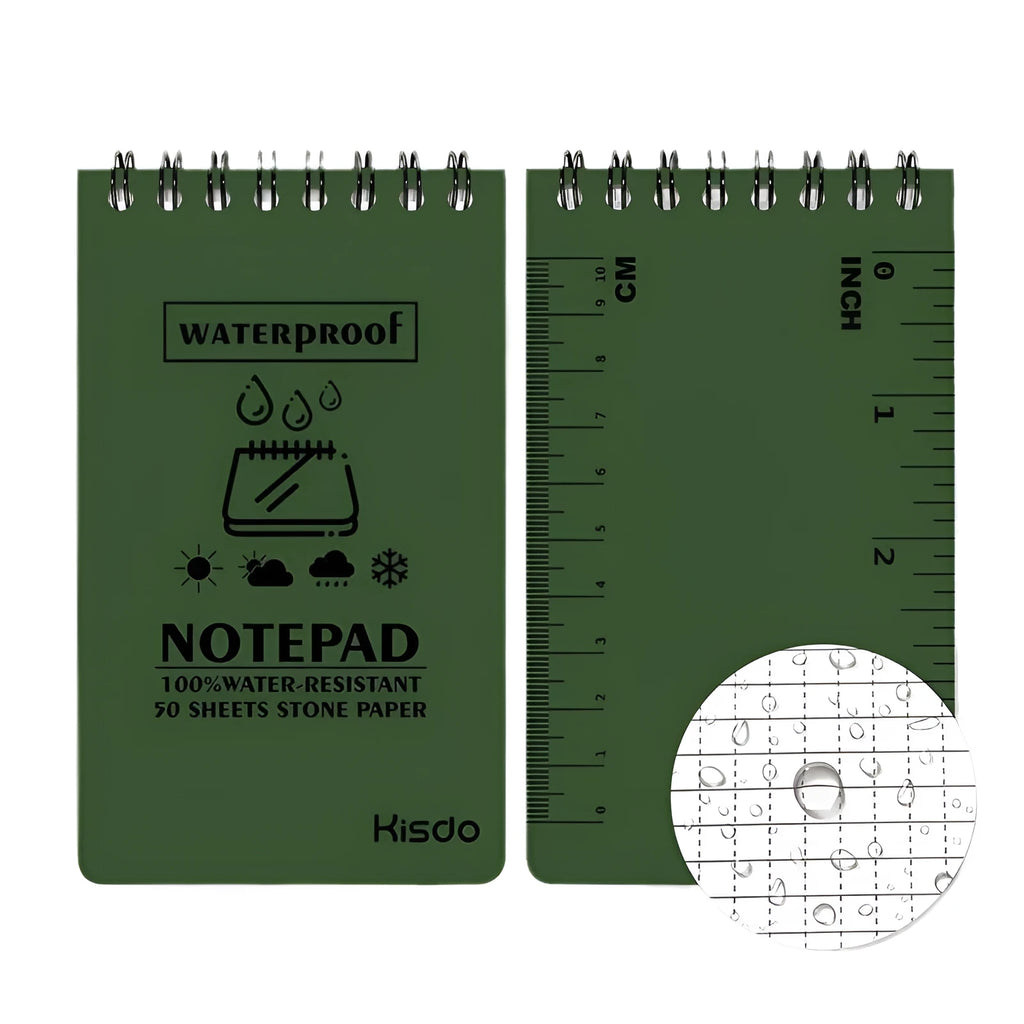 Waterproof spiral notebook with stone paper pages in camouflage colour options