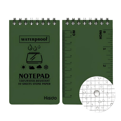Waterproof spiral notebook with stone paper pages in camouflage colour options