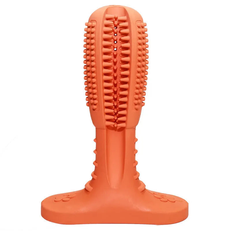 Dog toothbrush bite resistant molar toy in rubber, large and medium sizes, green blue orange