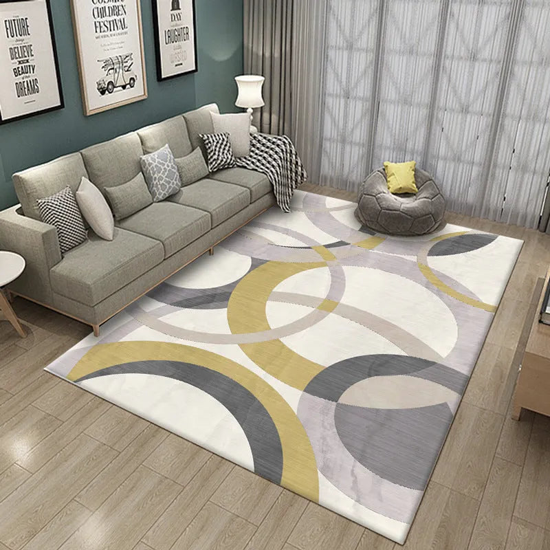 Nordic crystal velvet carpet, rectangular 120x160cm, machine washable floor mat for living room or bedroom.