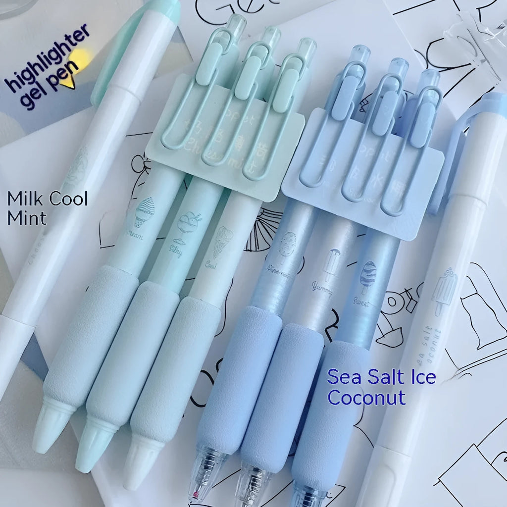 Four ice cream sponge press calligraphy pens with 0.5mm tips and double heads.