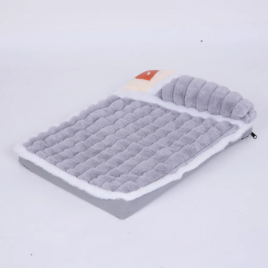 Washable dog bed mat with detachable cover in coffee colour, shown in large XXL size 100x70cm.