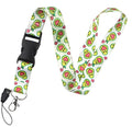 Fruit avocado cartoon design printed on both sides of 2.5cm wide polyester lanyard with plastic buckle