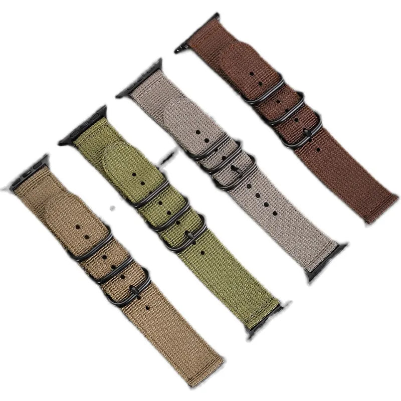 Nylon braided watch strap for Apple Watch 3-6 in army green, black, red, blue and other colours, 38/40mm and 42/44mm sizes