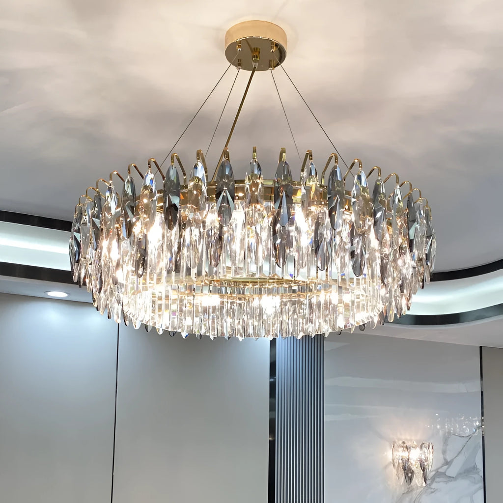 Light luxury crystal diamond chandelier with iron frame, multi-head design in diameter 600x300mm for living room