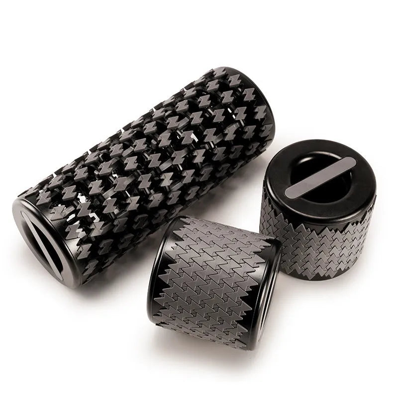 Adjustable telescopic foam roller in red colour extended for use