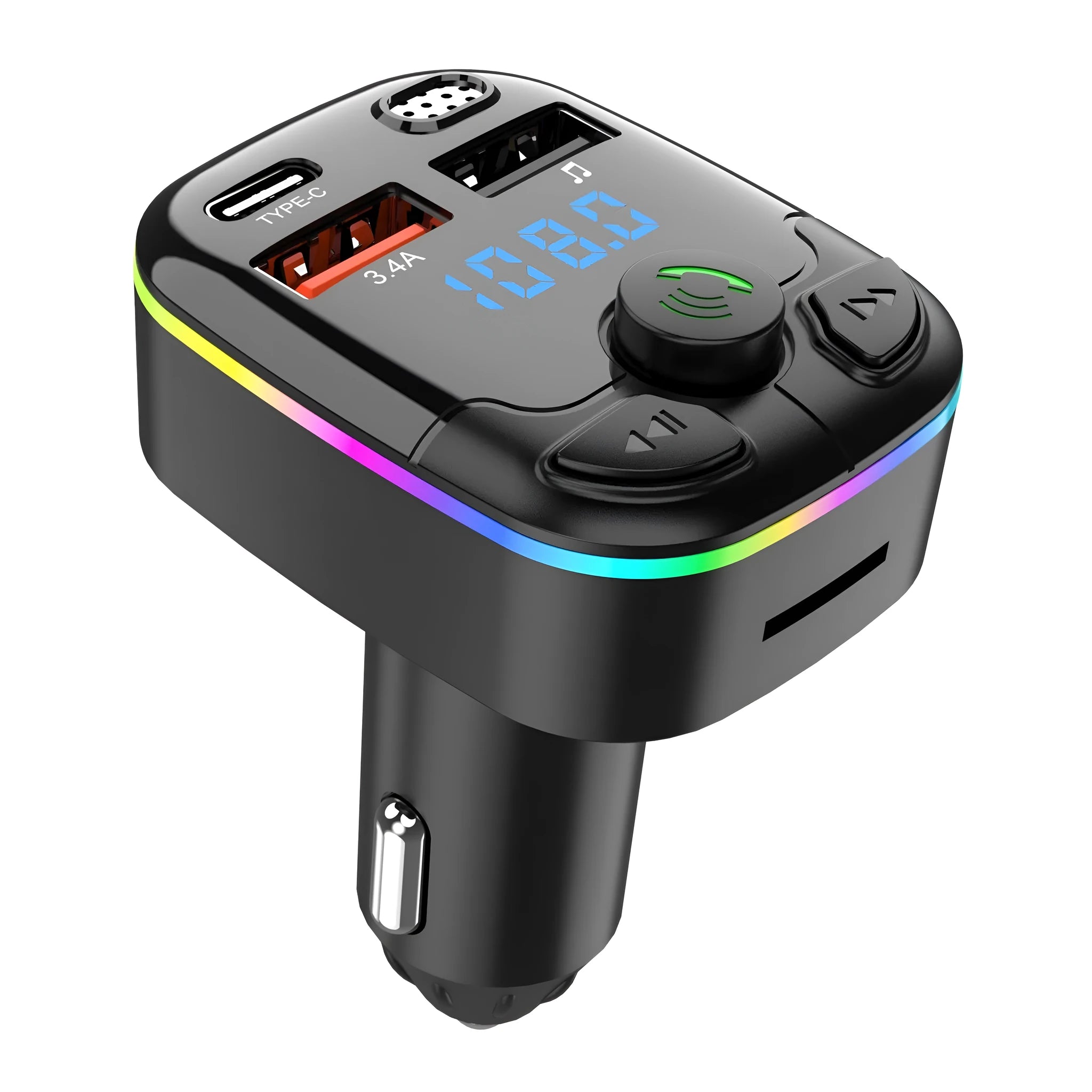 C9 vehicular Bluetooth MP3 player FM transmitter PD fast charge cigarette lighter car charger ABS material