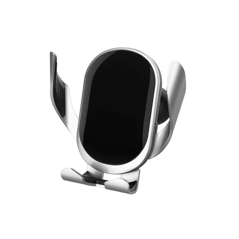 Silver portable plastic car phone holder with electric clamping for universal mobile phones