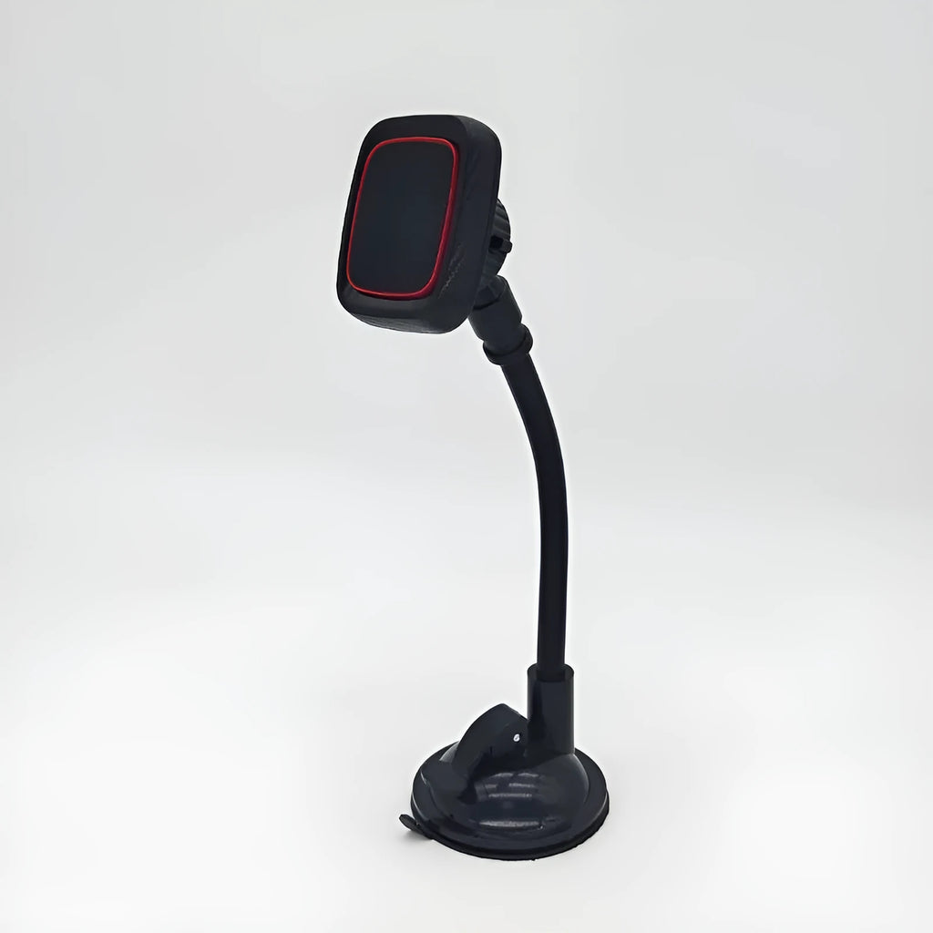 Hose black car air vent phone holder with adjustable brush arm for universal dashboard mounting.