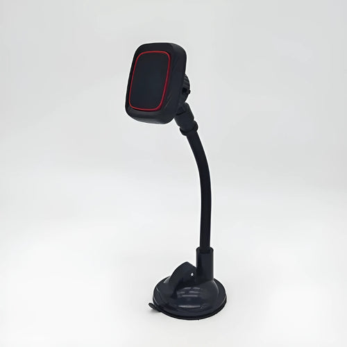 Hose black car air vent phone holder with adjustable brush arm for universal dashboard mounting.